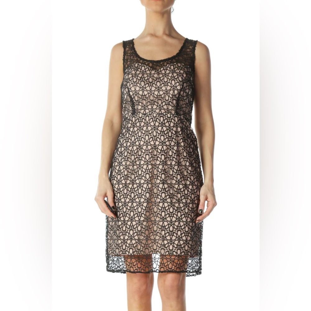 Ann Taylor Black Eyelet Lace Dress Sleeveless Mesh Overlay NWT Wedding Guest 0